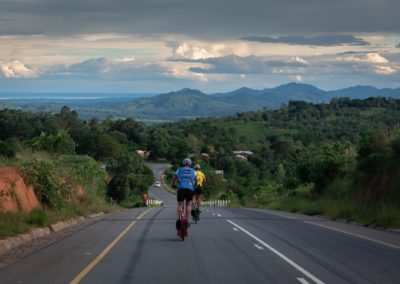 Riding downhill to Lake Malawi