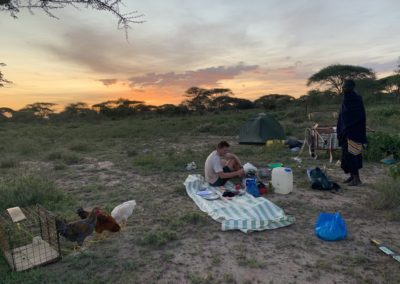 Tandem Africa Team camping at sunset