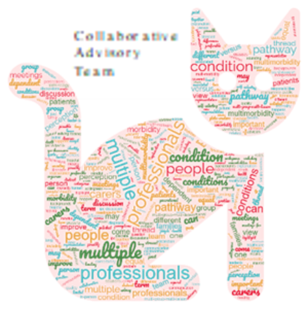 Woman with brown hair and bangs, wearing a blue patterned shirt, smiling at the camera against a plain background.