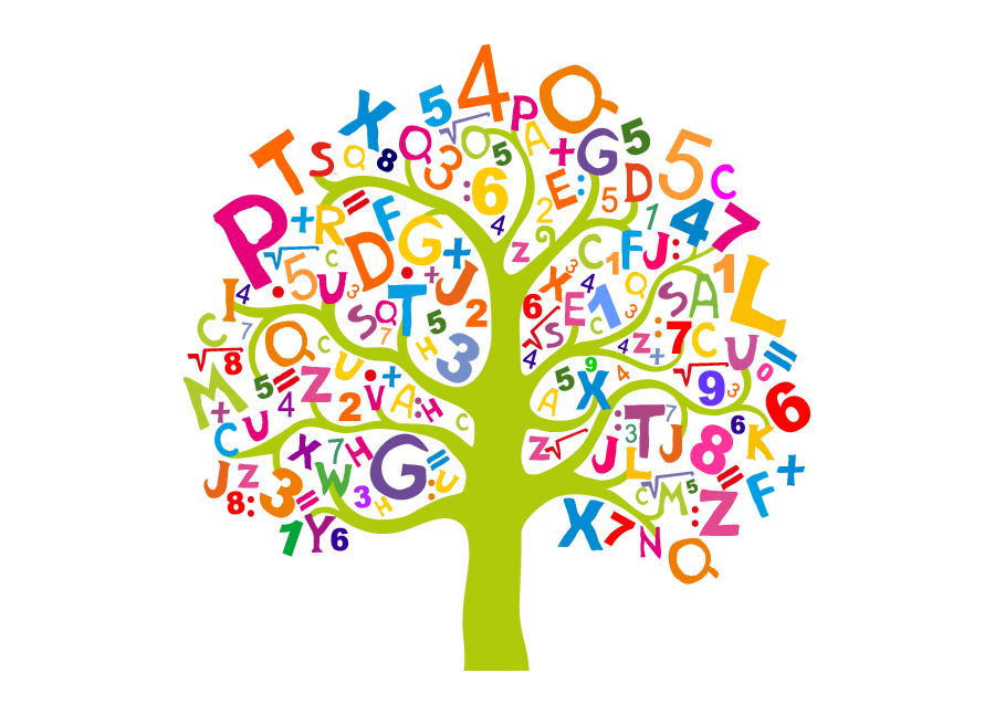 Tree numbers and letters, decorative